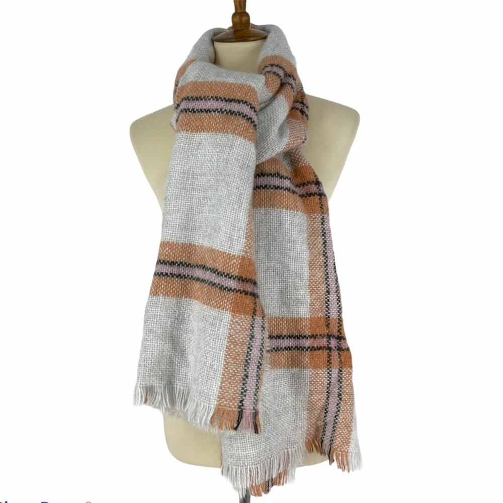Universal Thread Scarf Wrap‎ Plaid Tan Orange NWT